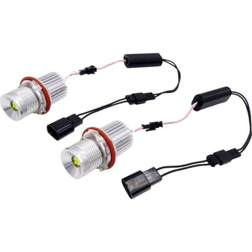 1 Pair for BMW E39 E53 E60 E61 E63 E64 E65 2000-2008 12V 40W Car White LED Angel Eyes Marker Lights Bulbs Headlight Driving Lamp