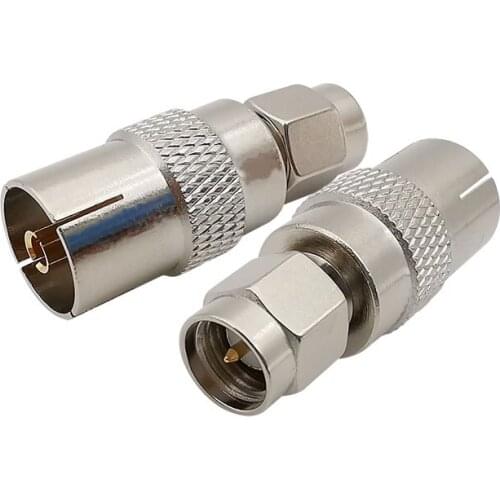 1Pcs Coaxial Adapter SMA Male Plug to IEC TV Female Jack Straight Nickel-Plated RF SMA to TV Cable Connector
