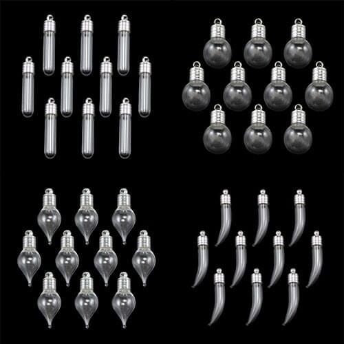10PCS 6mm Silver color cap with rubber plug glass vial pendant rice bottle miniature vials necklace findings