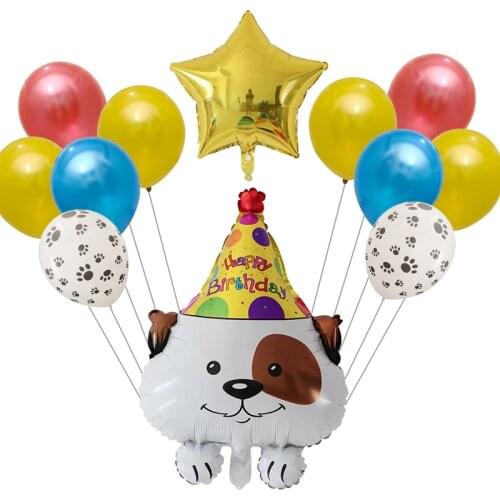 12pcs Animal helium Balloons Cute Dog air Star Latex Ballons happy birthday party decorations kids Dalmatian toys supplies