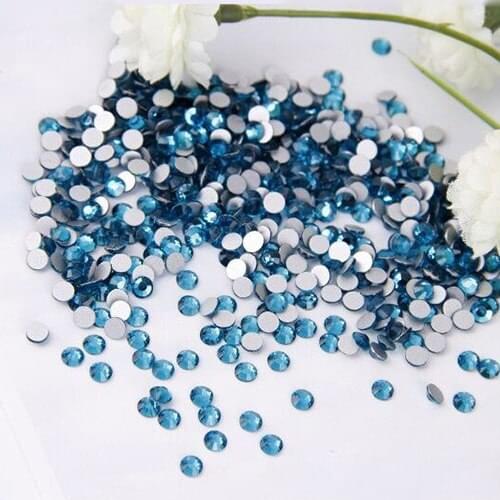 1440pcs the blue zircon/capri blue color Non Hotfix Flatback Rhinestones for Nails 3D Nail Art Decoration Glitter Crystal