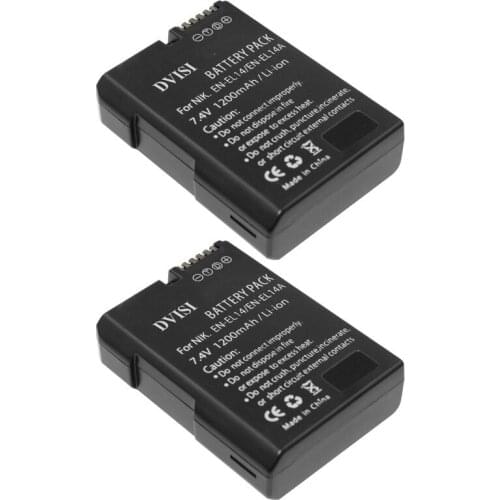 2Pcs 7.4V 1.2Ah EN-EL14 EN EL14 Camera Battery for Nikon D3100 D3200 D3300 D5100 D5200 D5300 D5500 DF P7000 P7100 P7700 P7800