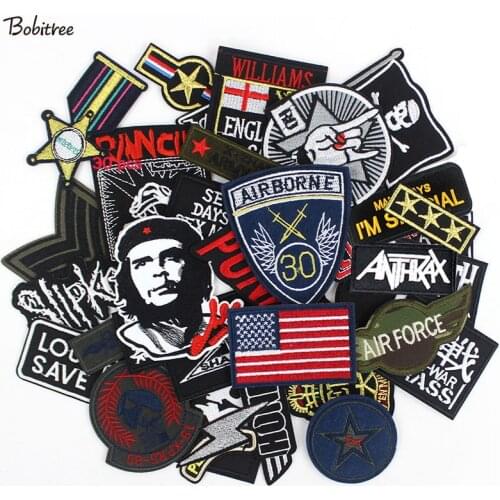 30pcs /lot Punker clothes Patches Embroidery Badges hot iron on for men boys Jeans jacket Motorcycle Stickers
