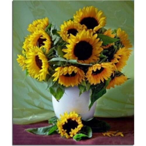 3D Sunflower DIY Diamond Painting Completely Square Sewing And Knitting Needles Diamond Rhinestone Embroidery Home Decoration