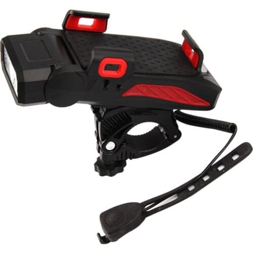 4-in-1 Bicycle Front Light Waterproof USB Charge Bike Light With 120 Decibel Horn Phone Holder For Cycling Bike Accessories