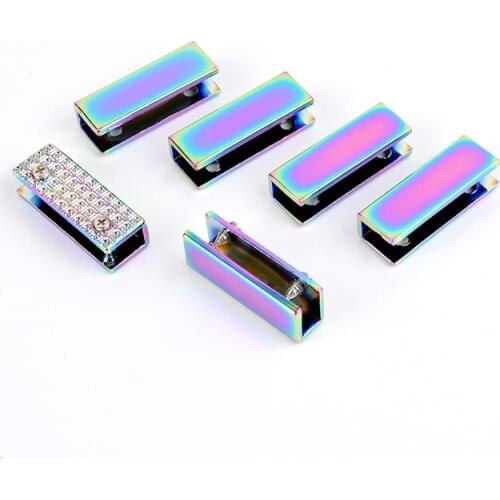 5x Rainbow Color End Straps, Belt Ends With 1 Inch, Bag Making Hardware