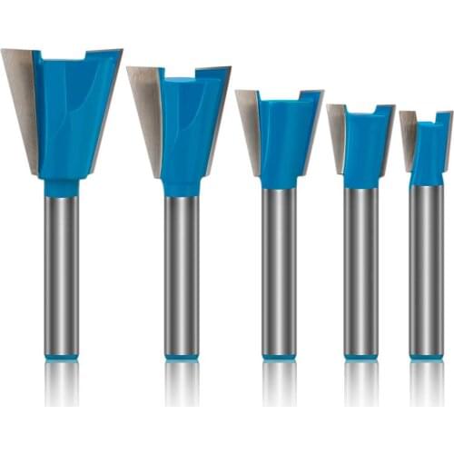 5pcs Dovetail Router Bit 1/4 Inch Shank Wood Milling Cutter Tool CNC Automatic Router Edge Trimmer