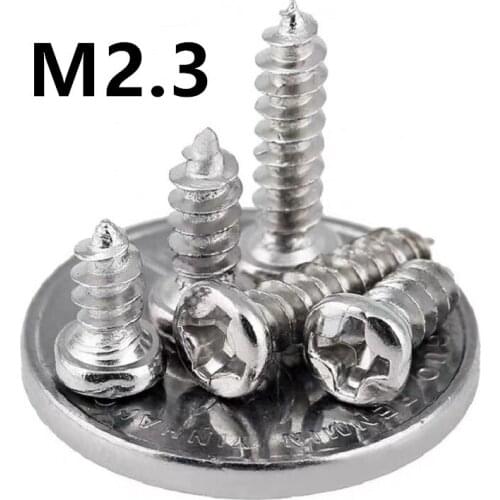 500pcs/lot M2.3x4/5/6/8/10/12mm GB845 PA Nickel plated round head micro pan head cross tapping screw