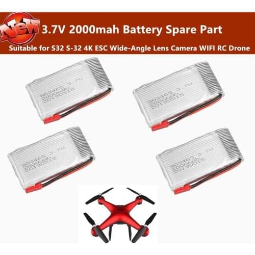 3.7V 2000mah Battery Spare Parts For S32 S-32 4K HD ESC Wide-Angle Lens Camera WIFI FPV RC Drone Quadcopter 2pcs 3pcs Battery