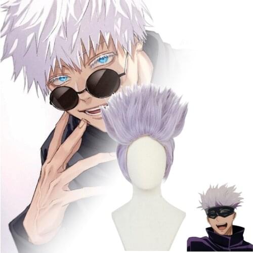 Anime Jujutsu Kaisen Gojou Satoru Cosplay Wig Purple Soft Flowing Hair Cos Accessory Gift Costume Props Teacher Gojou Satoru Wig