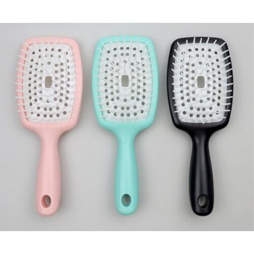 Hollow-Out Square Massage Comb Elastic Wet Dry Dual Usage Comb De-Tangle Combs Hairdressing Beauty Tools E968