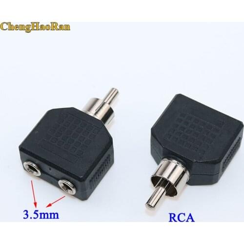 ChengHaoRan 1PCS 2x3.5mm female Jack to RCA male Plug Audio Converter Double Female Socket 3.5mm to RCA Male Plug RCA male to fe