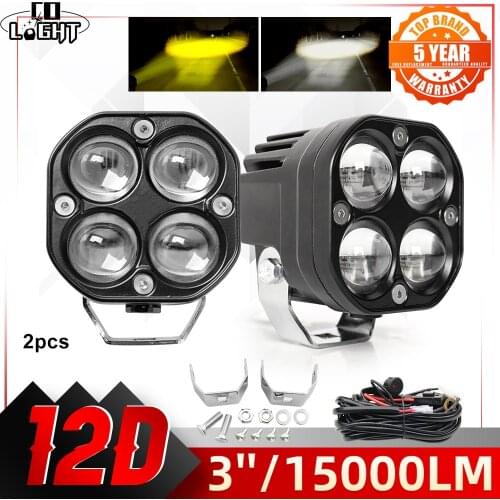 CO LIGHT 3 Inch 12D Led Work Light White/Yellow Led Light Bar Driving Fog Lights 15000LM Car Truck ATV SUV Motorcycle 12V 24V