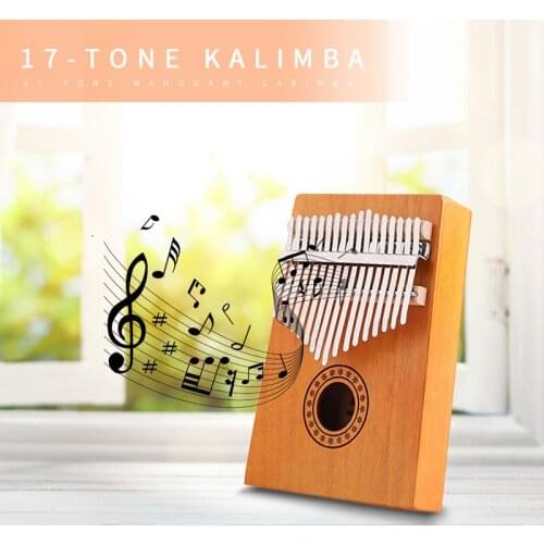 Kalimba Piano 17 Keys Solid Mahogany Wood Finger Piano with Study Instruction Portable Musical Instrument for Adults Beginners