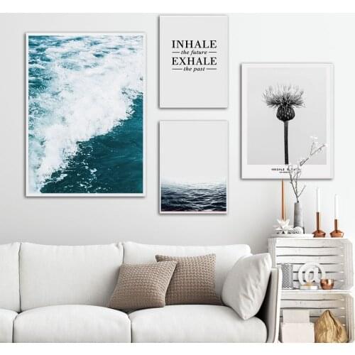 Thistle Flowers Nordic Poster Seascape Canvas Painting Quote Wall Art Pictures For Living Room Modern Decorative Prints Unframe