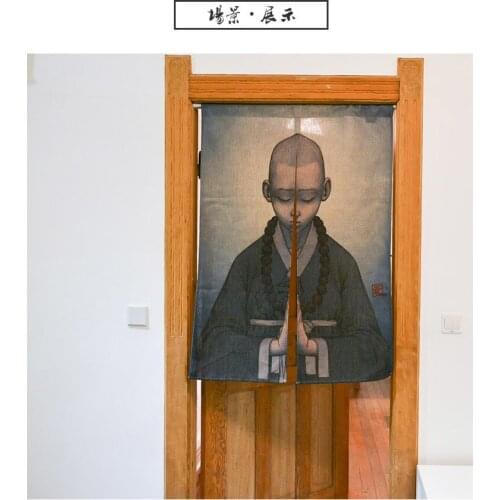 Chinese Buddhist mood zen monk Japanese curtain toilet partition half shade porch kitchen study bedroom drapes decorations