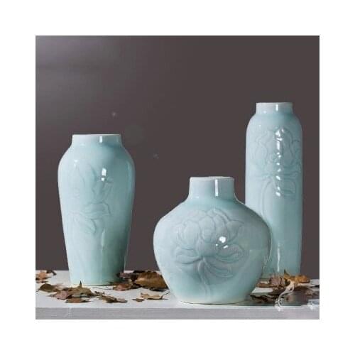 Chinese modern minimalist classical Chinese retro art ceramic vase table decoration flower arrangement living room decoration