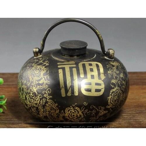 Collection of bronze handicraft household furnishings, brass for old lucky hand-held, warm hand stove