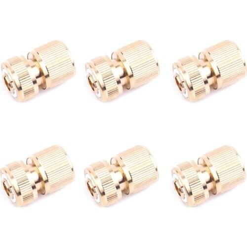 Brass 1/2 Hose Quick Connector Garden Tap Garden Irrigation Hose Connector Pure Copper Adapter 6Pcs