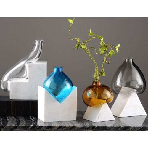 Model Room Living Room Study Desktop Marble Flower Modern Minimalist Bathroom Vase Model Room Decoration Decoration