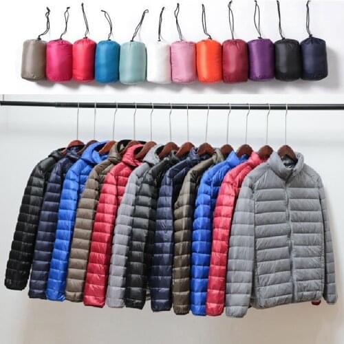 Autumn Winter Down Jacket Men Casual Stand Collar Ultra Light Parka Coat Portable Outwear Windproof White Duck Down Jacket 4XL