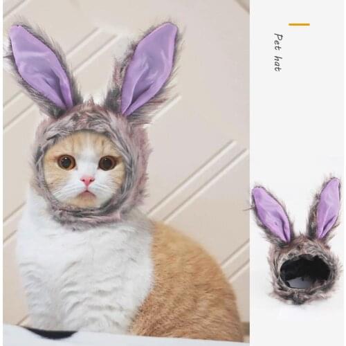 2021 New Pet Cat Gray Rabbit Shape Pet Hat Pet Costume Teddy Dress Up Funny Headwear Jewelry Cat Hat Cat Headgear Pet Supplies