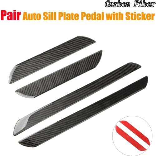 Pair Car Door Sill Plate Pedal Guard Entry Protective Cover Carbon Fiber Auto Sill Scuff Plate Pedal Sticker Styling Accessories