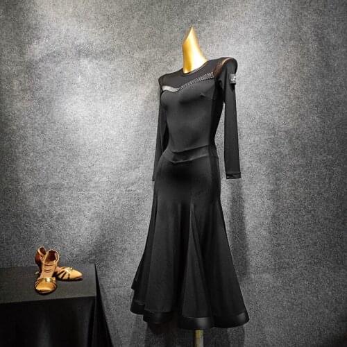 Black smooth ballroom dance dresses for sale tango dresses for ballroom dancing waltz dance costumes flamenco dance clothes