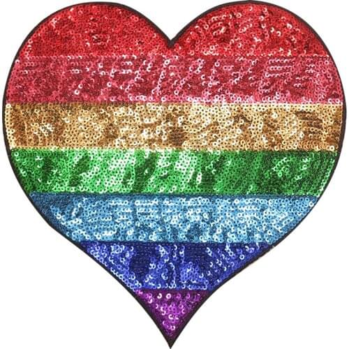 Rainbow Love Patch for Clothing Iron on Embroider Sewing Heart Applique Cute Fabric DIY Apparel Patches Accessories Decoration