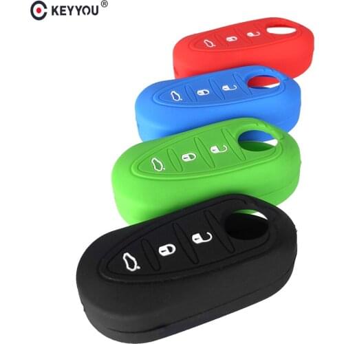 KEYYOU Silicone Rubber Car Key Cover Case Fit For for Alfa Romeo Mito Giulietta 159 159 GTA Brera Flip Car Key Holder Protector