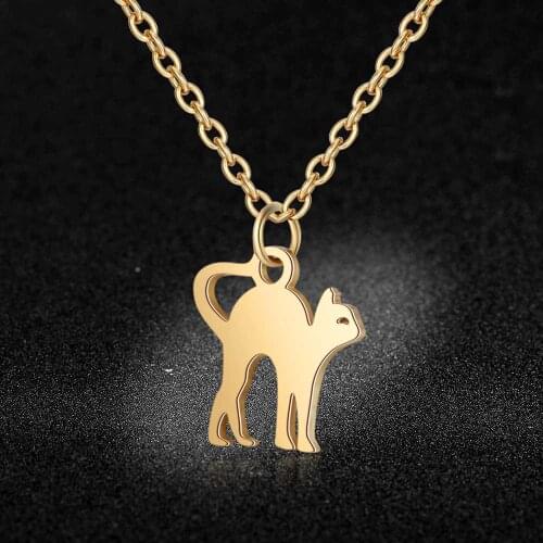 Fabulous 100% Stainless Steel Cat Charm Necklace for Women Never Tarnish Jewelry Necklace Fashion Charm Necklaces