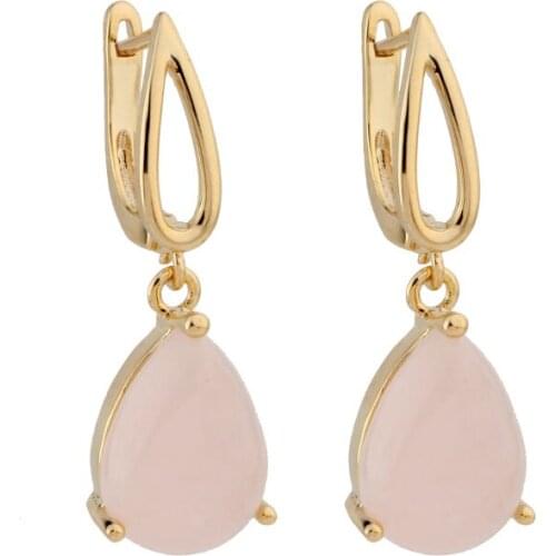 Light Yellow Gold Color Drop Earrings Natural Stone Earrings For Women Wedding Fine Fashion gold plated jewelry wholesale