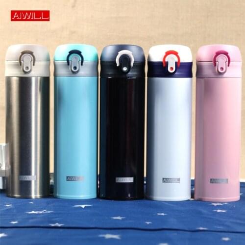 450ML Thermo Cup High Quality 5 Colors Stainless Steel Thermos Mug Bounce Cover Coffee Cup Tumbler Thermos Bottle
