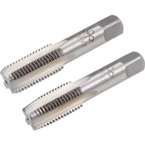 Uxcell Metric Hand Tap M18 Thread 2 Pitch 4 Straight Flutes H2 Alloy Tool Steel 1 Pair