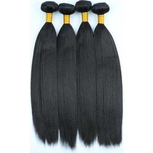 Adorable Synthetic Yaki Straight Wig 10-26inch Heat Resistant Iron-able Woman Hair Natural Black Single 3pc Bundle American