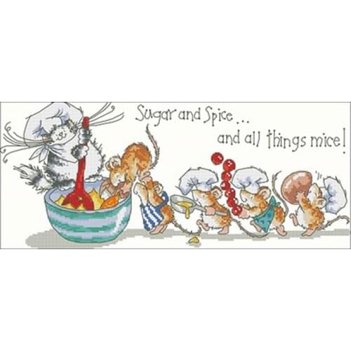 Lunch time for mice and cats patterns Counted Cross Stitch 11CT 14CT 18CT DIYChinese Cross Stitch Kit Embroidery Needlework Sets