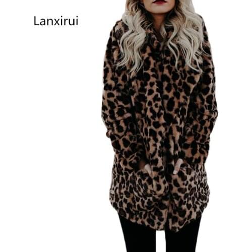 High quality Luxury Faux Fur coat for Women Coat Winter Warm Fashion Leopard artificial fur Womens Coats Jacket