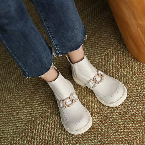 2021 Fashion Women Designer Boots Genuine Leather Women Platform Heels Boots Round Toe Fall Shoes Women Winter Women Boots