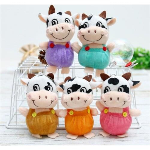 Zodiac Cow Stuffed Animal Toy Key Chain Soft Plush Doll Pendant Girl Ornarment