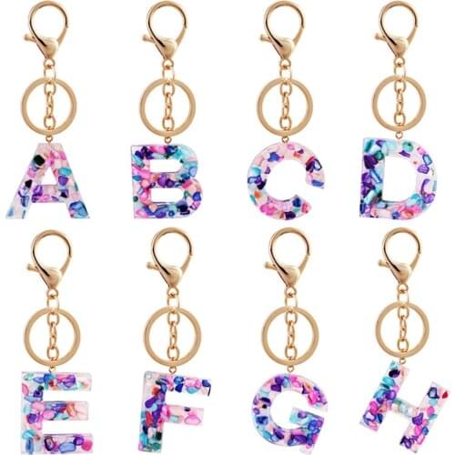 1PC KEYRING 26 English Word English Letter Keychain Glitter Acrylic A TO Z Handbag Charms For Woman Gift