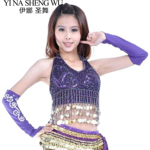 1pc Vest Straps Hanging Coins Belly Dance Top Belly Dancing Bra Top Summer Dance Clothes Dance Practice Sexy Sequin Beaded Top