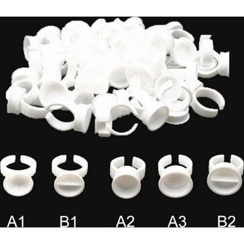 100pcs/pack Disposable Glue Holder Ring Pallet Adhesive Eyelash Pallet Holder Set For Planting Eyelashes Tattoo Pigment