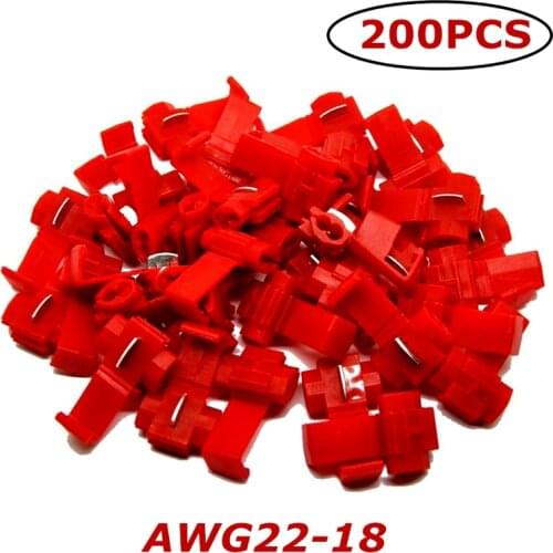 200PCS Electrical Scotch Lock Crimp Terminals for Wire Connector T-Tap Self-Stripping Quick Snap Splice Crimp Connectors Kit