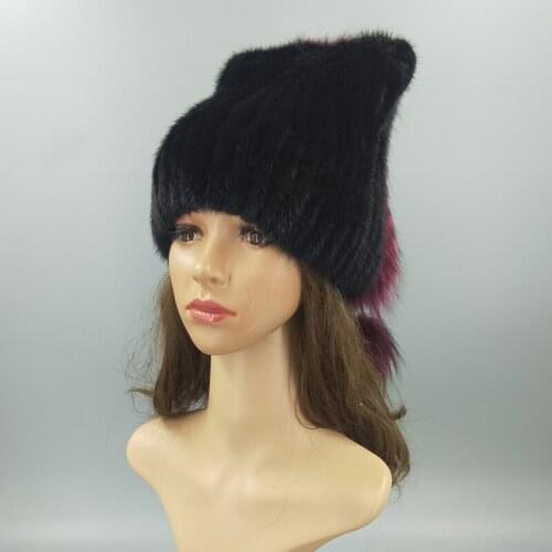 2020 Hat for lady winter Warm personality Mink hat fox fur real fur hat