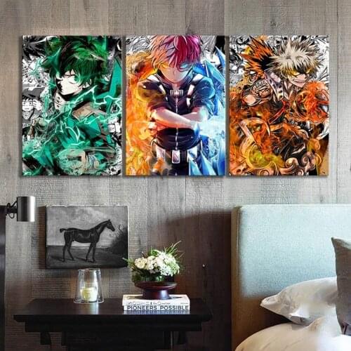 3pcs My Hero Academia Anime Wall Art Print Painting Modern Posters Canvas Cuadros Picture for Bedroom Home Decoration