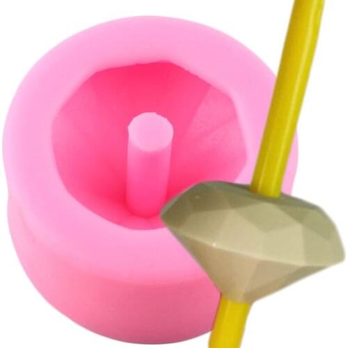3D Diamond Straw Topper Silicone Molds DIY Craft Keychain Epoxy Resin Mold Chocolate Fondant Cake Decorating Candy Soap Moulds