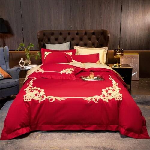 4Pcs 60 long staple cotton embroidery Luxury bedding sets queen king size duvet cover set Sheet set pillowcase bedclothes