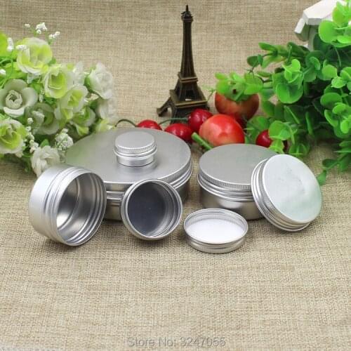 50pcs/lot 5G 10G 15G 20G 30G 50G Empty Cosmetic Lip Balm Storage Box, Aluminum Medicina Ointment Jar,Cosmetic Cream Aluminum Box