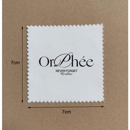 Customised Logo 500 PCS 7x7cm Micro Suede White Jewelry Polishing Cloth Printed With Black Color Logo OPP Packaging Each