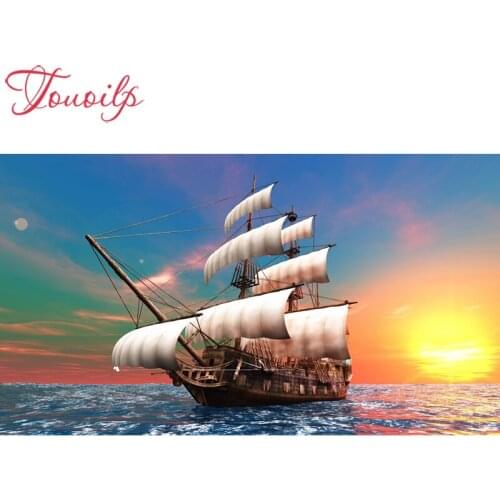 TOUOILP Sunset sailboat Sea view 5D Diamond Painting Full Square/Round Drill 3D Embroidery Cross Stitch Mosaic Home Decor